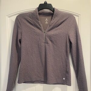 Apana gray Quilted Lightweight Long Sleeve Half Zip Yoga Top Size Medium